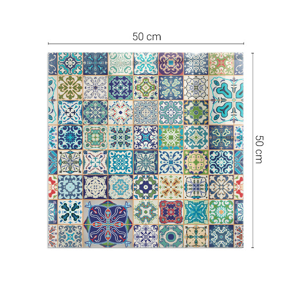 Square glass hearth for log burner Mosaic patterns on tiles