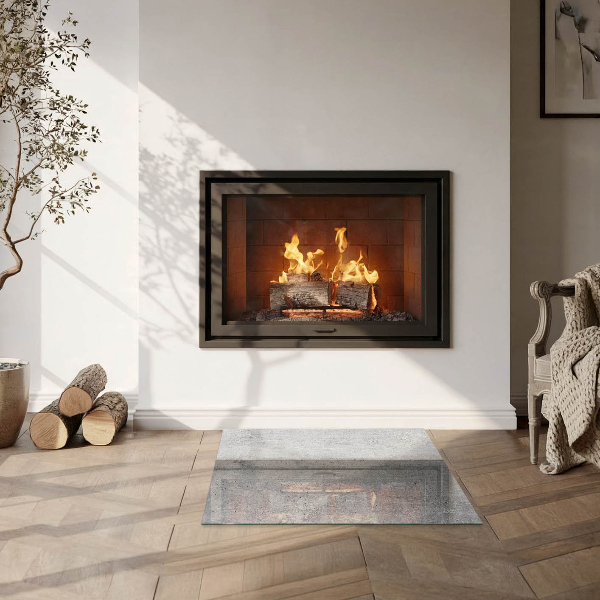 Square glass hearth Raw concrete texture