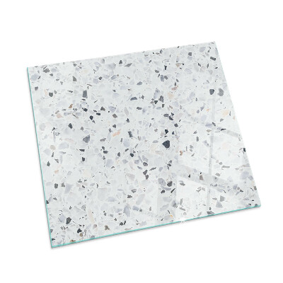 Square glass hearth for log burner Stone pattern with particles