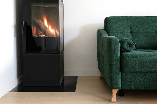 Square glass hearth for log burner Color Black