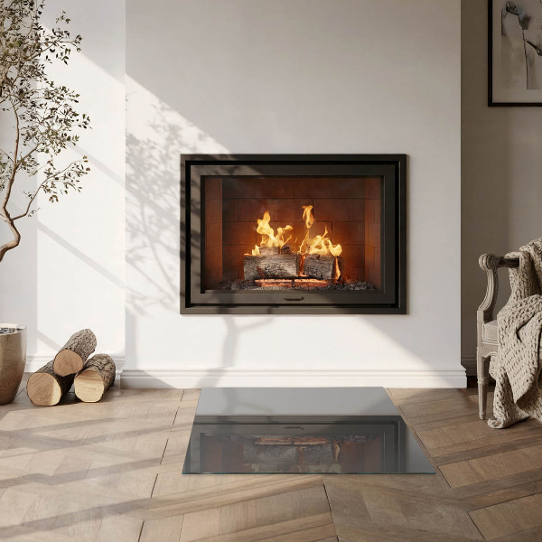 Square glass hearth Color Gray-brown