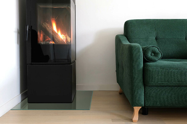 Square glass hearth Olive color