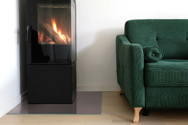 Square glass hearth for log burner Color Beige