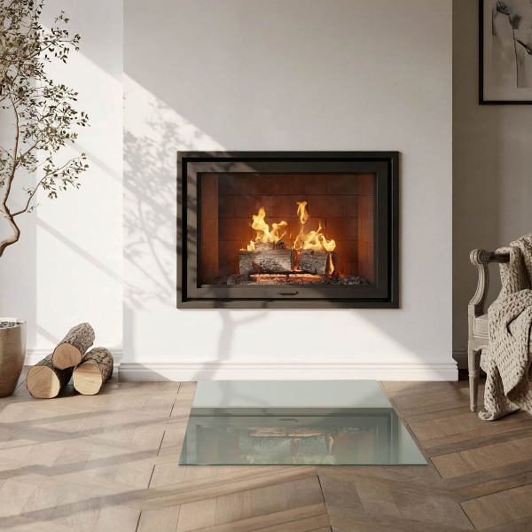 Square glass hearth Gray-green color