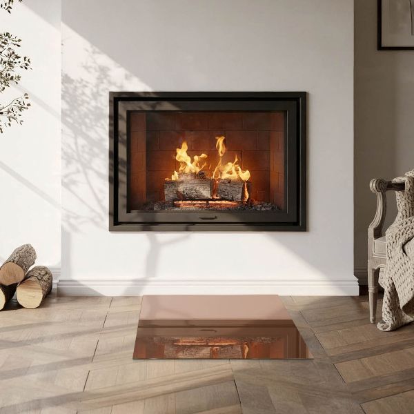 Square glass hearth for log burner Color Brown