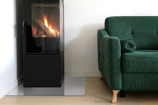 Square glass hearth for log burner Light purple color