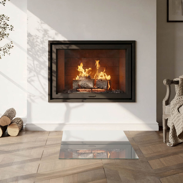 Square glass hearth for log burner Color Gray