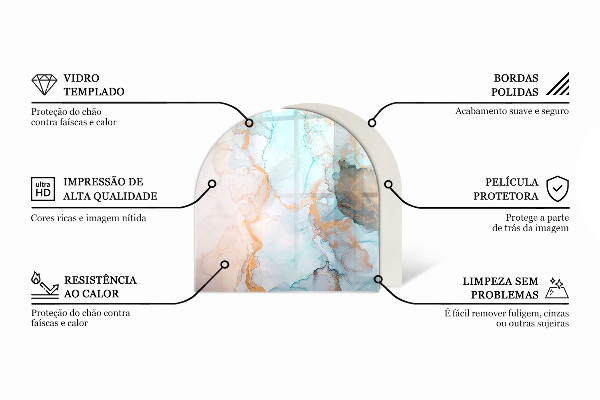 Half-oval tempered glass hearth Three-dimensional geometry
