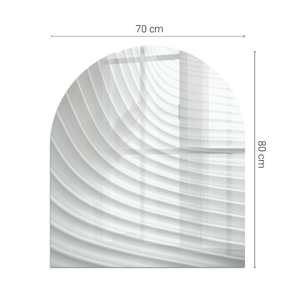 Half-oval glass hearth plate Waves of delicate lines