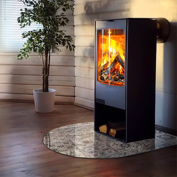 Half-oval tempered glass hearth Decorative tile patterns