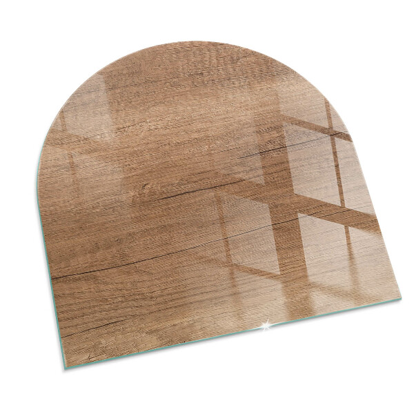 Half-oval glass hearth plate Natural wood pattern