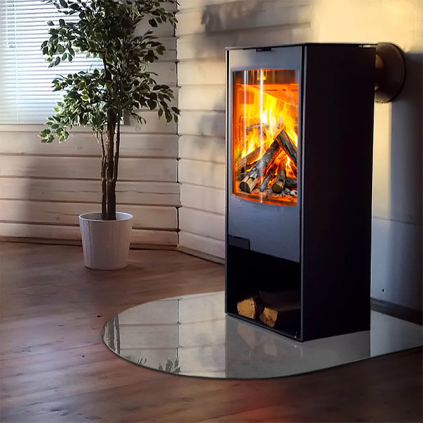 Half-oval toughened glass hearths Concrete texture with effect