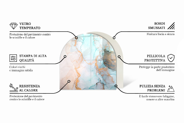 Half-oval tempered glass hearth Natural wood pattern