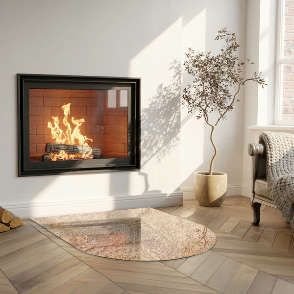 Half-oval glass hearth plate Natural stone texture