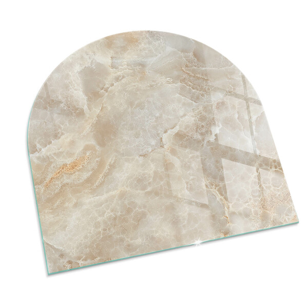 Half-oval glass hearth plate Natural stone pattern