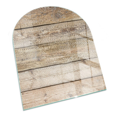 Half-oval tempered glass hearth Texture of wooden boards