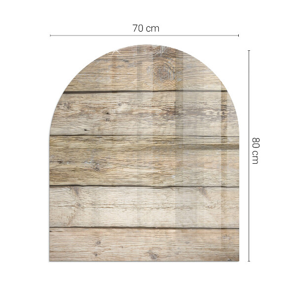 Half-oval tempered glass hearth Texture of wooden boards