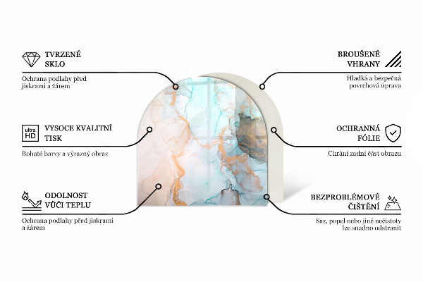 Half-oval glass hearth plate Wooden board in the layout