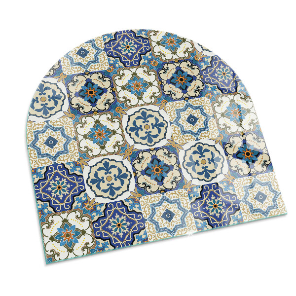 Half-oval toughened glass hearths Mosaic pattern with flowers