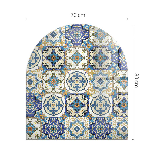Half-oval toughened glass hearths Mosaic pattern with flowers