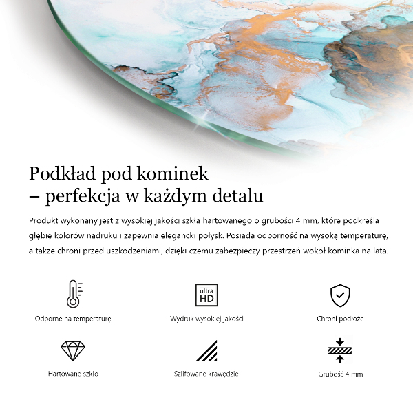 Half-oval glass hearth plate Geometry with wood