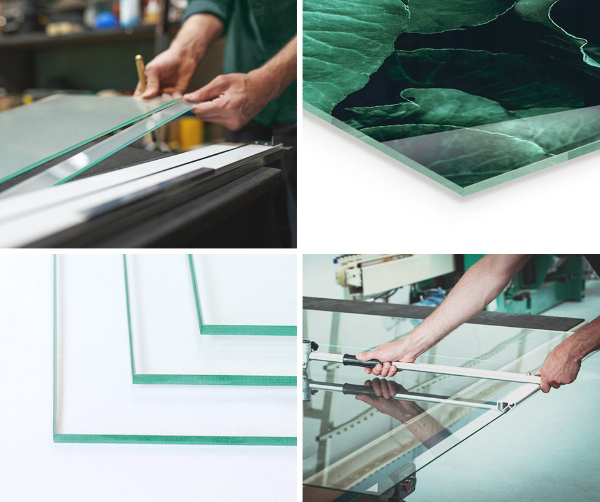 Half-oval toughened glass hearths Abstract geometric pattern