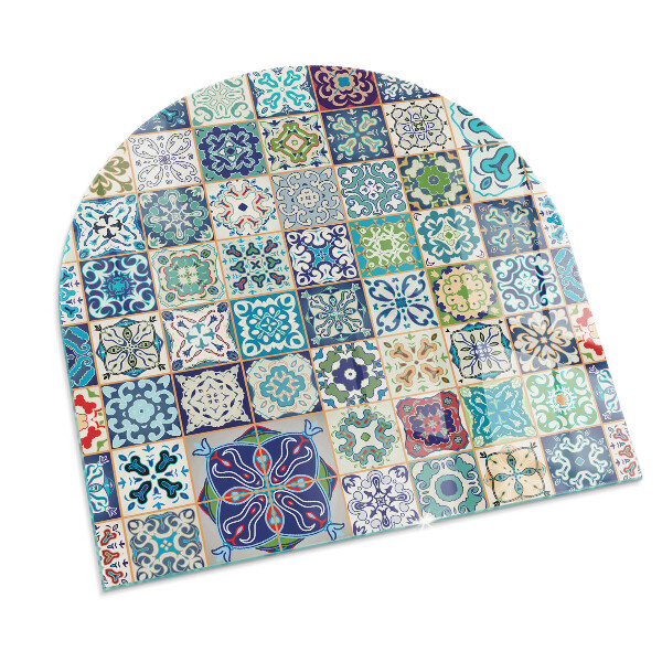Half-oval tempered glass hearth Mosaic patterns on tiles