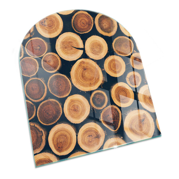 Half-oval glass hearth plate Box with cut wood