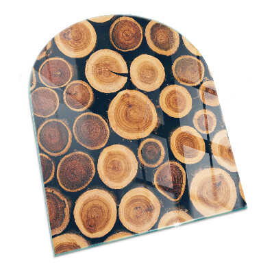 Half-oval glass hearth plate Box with cut wood