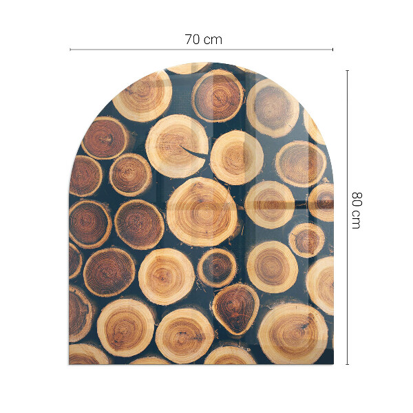 Half-oval glass hearth plate Box with cut wood