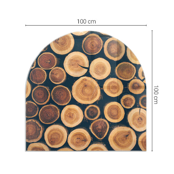 Half-oval glass hearth plate Box with cut wood