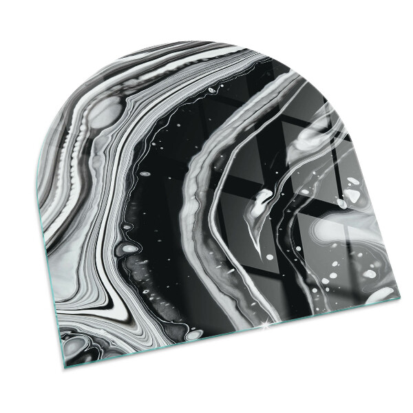 Half-oval tempered glass hearth Abstract waves and lines