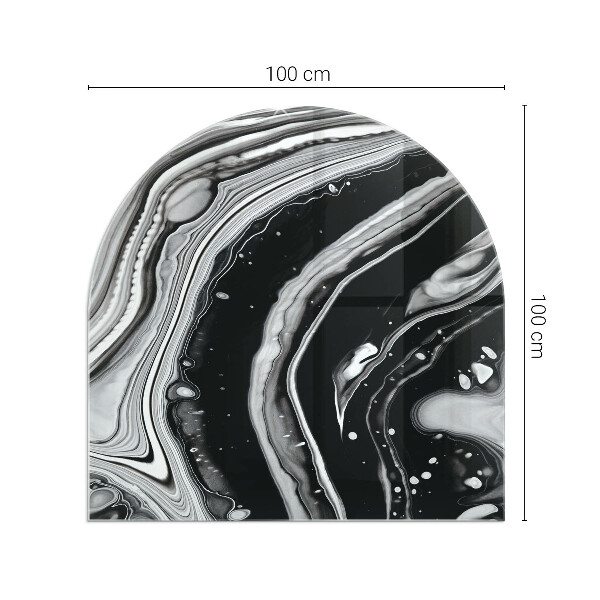 Half-oval tempered glass hearth Abstract waves and lines