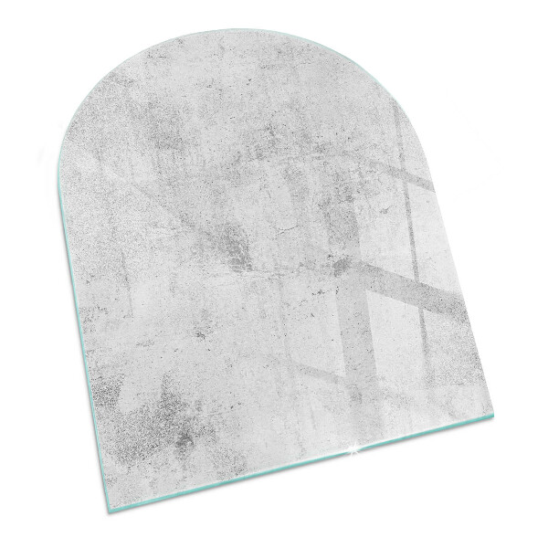 Half-oval glass hearth plate Raw concrete texture