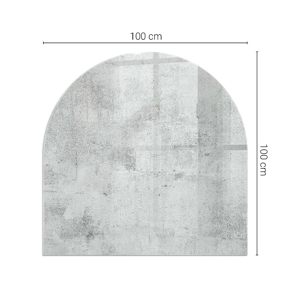 Half-oval glass hearth plate Raw concrete texture