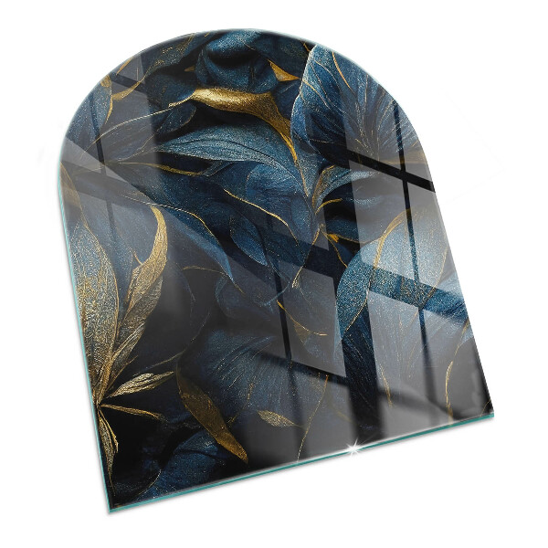 Half-oval toughened glass hearths Elegant leaves in texture