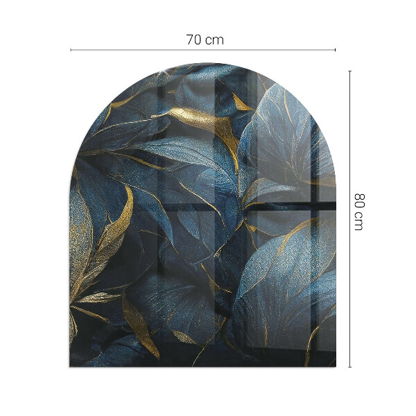 Half-oval toughened glass hearths Elegant leaves in texture