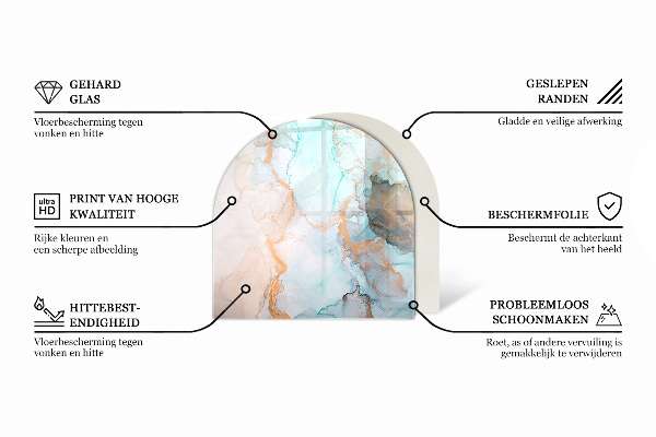 Half-oval toughened glass hearths Natural stone pattern