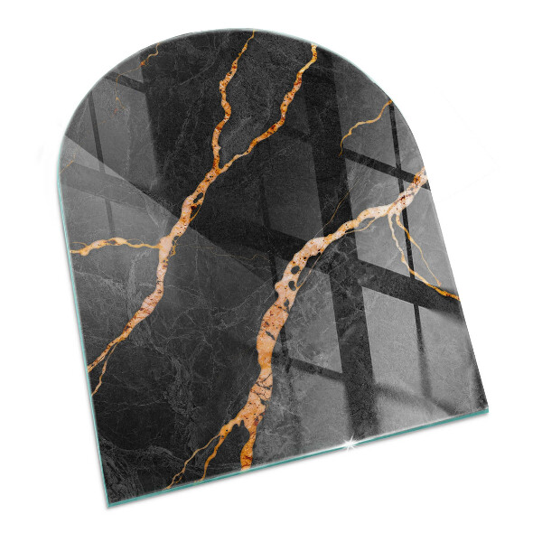 Half-oval tempered glass hearth Elegant marble with veins
