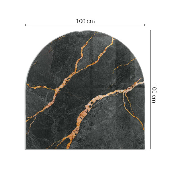 Half-oval tempered glass hearth Elegant marble with veins