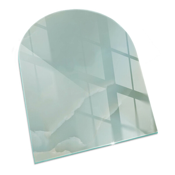 Half-oval tempered glass hearth Delicate marble pattern