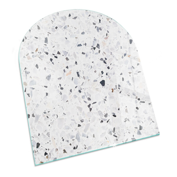 Half-oval tempered glass hearth Stone pattern with particles