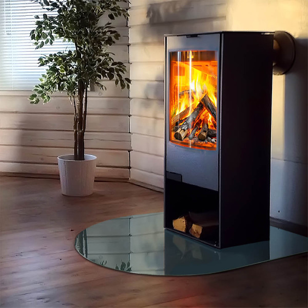 Half-oval glass hearth plate Sea Color