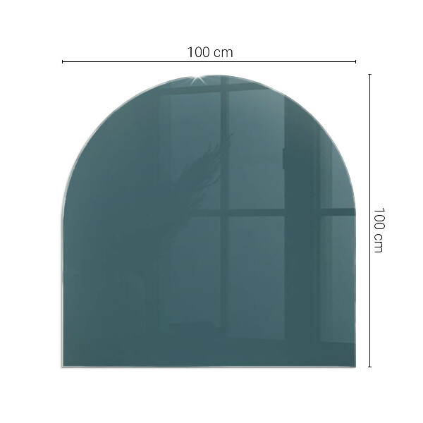 Half-oval glass hearth plate Sea Color