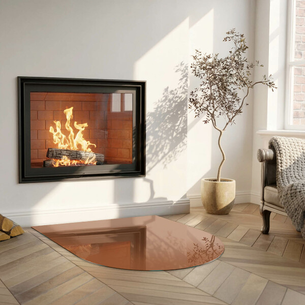Half-oval tempered glass hearth Color Brown