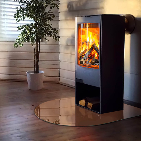 Half-oval tempered glass hearth Color Brown