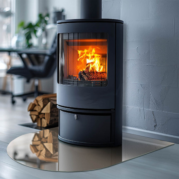 Half-oval glass hearth plate Color Beige