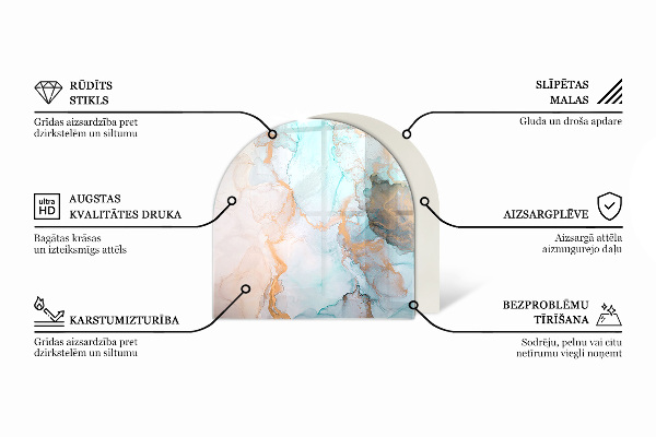 Half-oval tempered glass hearth Color Pale Pink