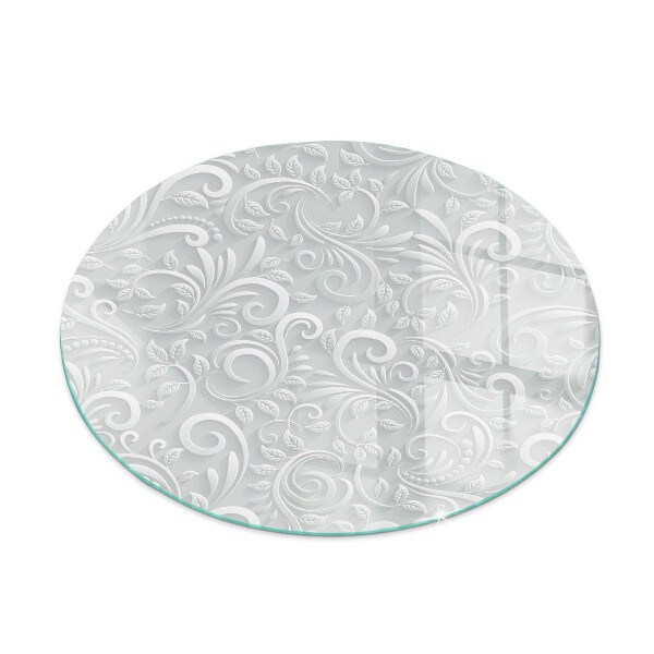 Round glass hearths for wood burners Elegant plant pattern
