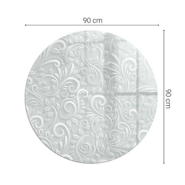Round glass hearths for wood burners Elegant plant pattern